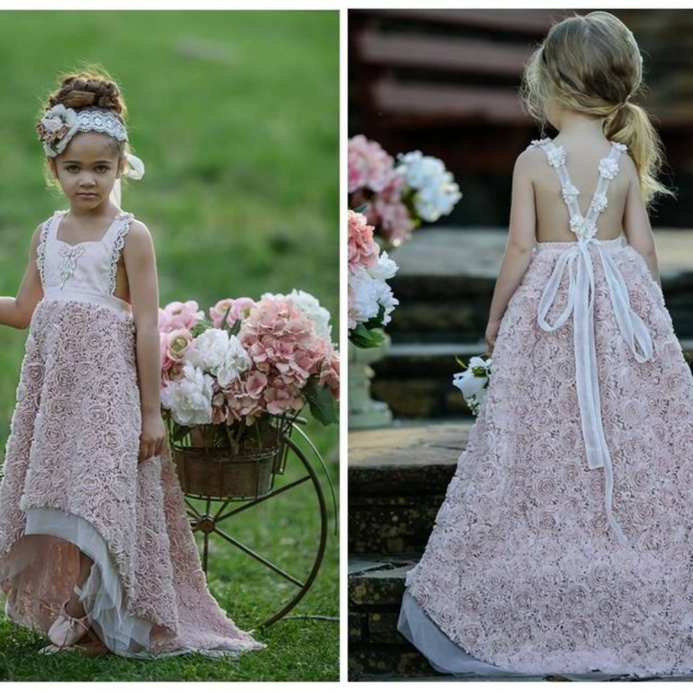 NWT Dollcake Rosette Beaded Dress Frock Pink Girls Party Special Photo